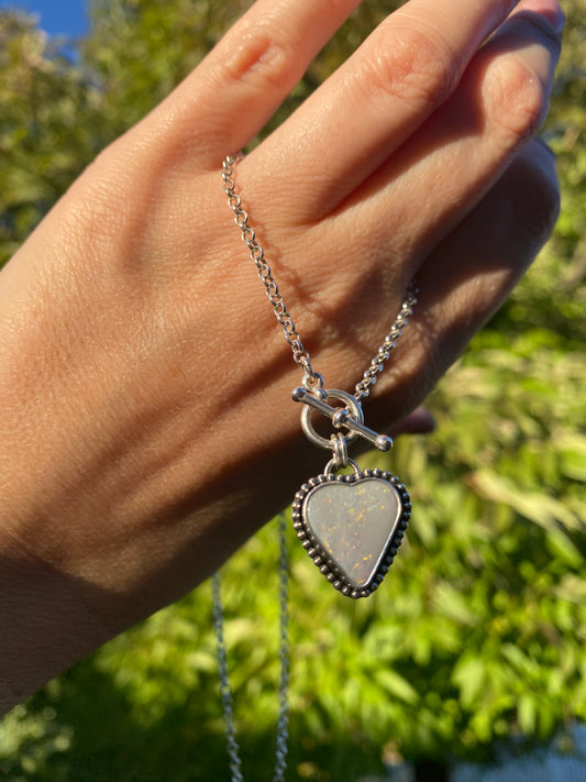 Opal Heart ✨ Toggle Necklace ✨